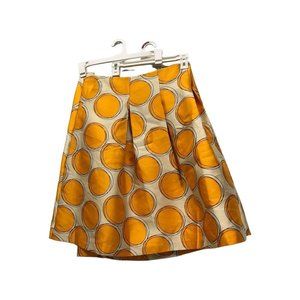 Lane Byrant Womens 28 Geometric Print Midi Box Pleat Circle‎ Skirt Orange Beige